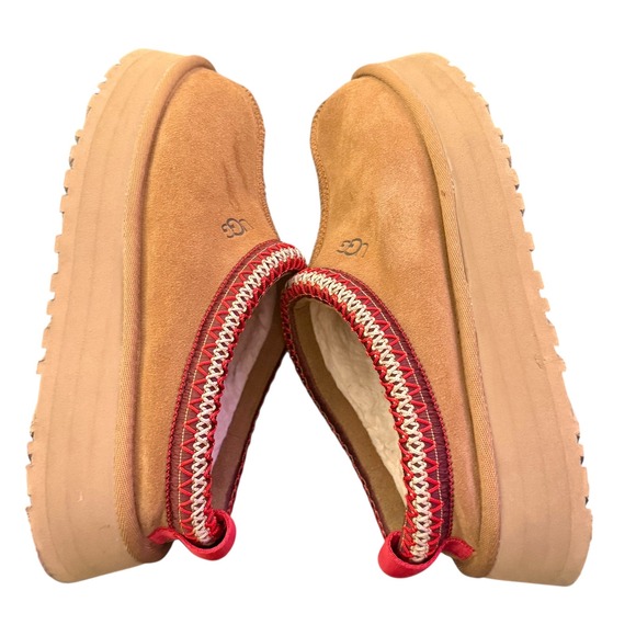 UGG Women's Tazz II Size 9 Chestnut Brown Suede Leather Platform Slipper Slides - Picture 11 of 16